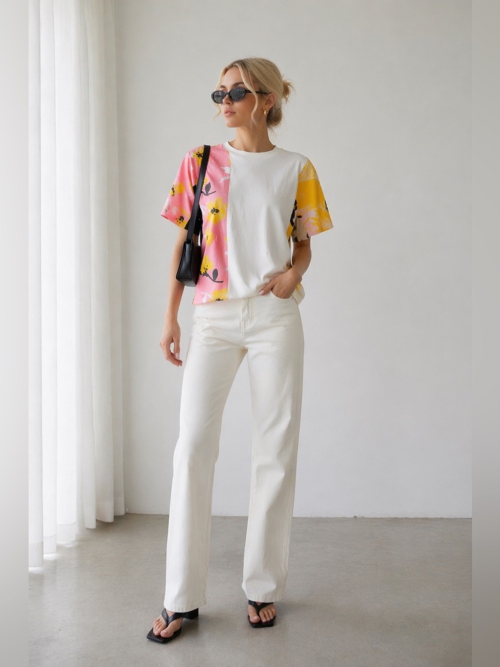 Marni Patchwork Colorblock Floral Panel Top Multicolor Oversized Italy size 40